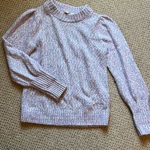 Gap puff sleeve marled yarn purple sweater size S